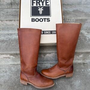 Vintage Frye Campus Tall Riding Boots 6755 Brandy Brown Red Leather & Box - 10 B